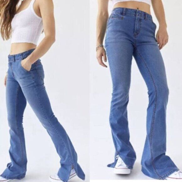 BDG Retro Skinny Puddle Mid Rise Slit Hem Stretchy Jean - Picture 3 of 4
